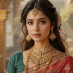 Beautiful Indian woman wearing saree and jewellery