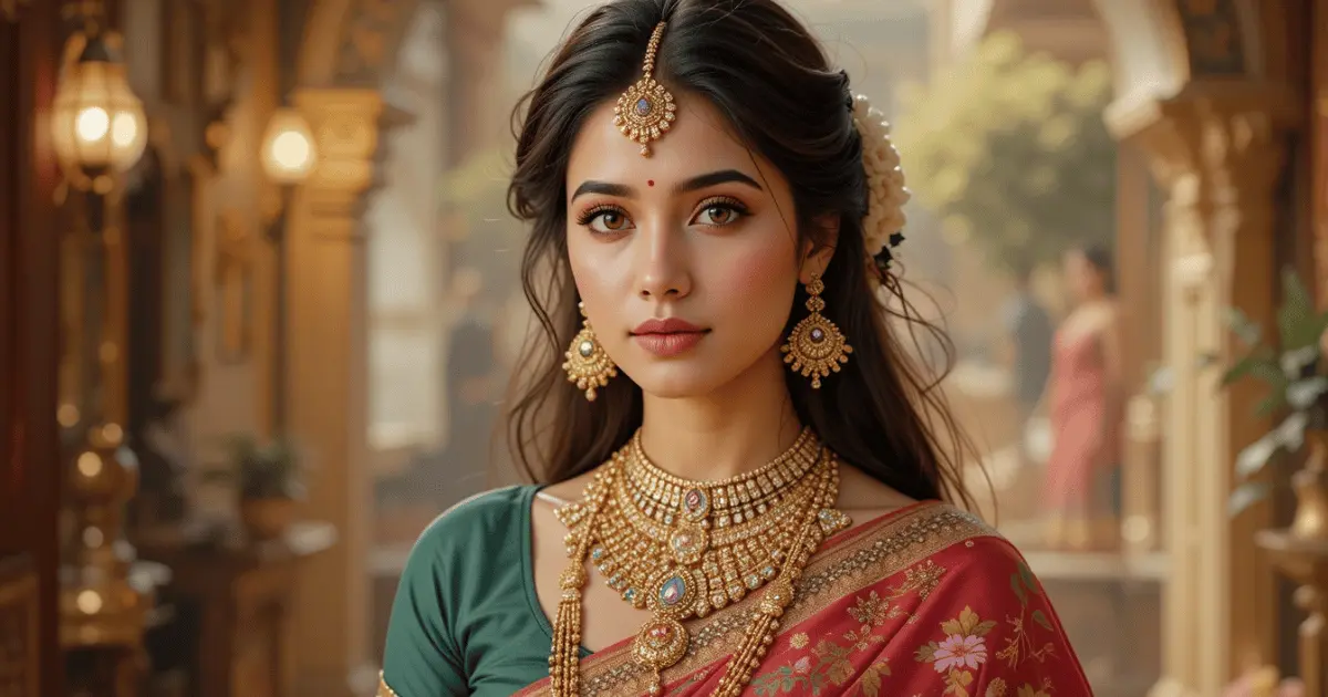 Home 1 Beautiful Indian woman wearing saree and jewellery